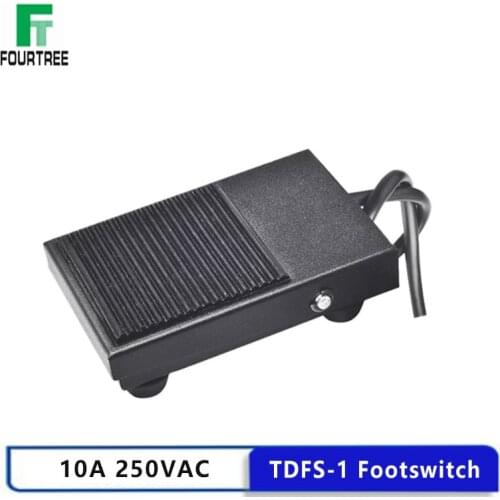 1PCS Footswitch Iron Shell FS-1 Foot-on Momentary Control Switch Electric Power Pedal SPDT 10A 250VAC Self-resetting Short Wire
