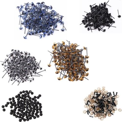 100Pcs/Bag DIY Doll Toy Eyes Black Plastic Safety Eyes Puppets Doll with Washers