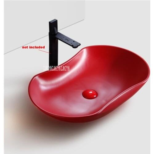 701 Household Modern Simple Red Creative Above Counter Basin Bath Retro Basin Ceramic Sink Integrated Hand Washing Basin Bowl