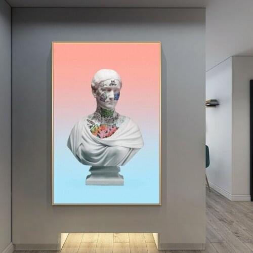 Abstract Vaporwave Sculpture of David Canvas Art Posters Graffiti Art Paintings on The Wall Street Art Pictures Home Wall Decor