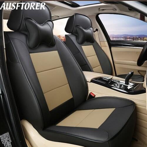 AUSFTORER Genuine Leather Covers Seat for Audi A3 Accessories Sportback Car Seat Cover Artificial Leather Seat Support Protector