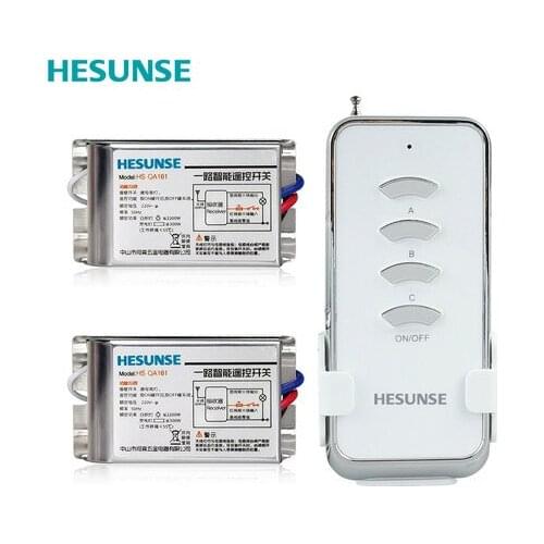 Free shipping HS-QA161 1N2 Wireless 2 Way 85V-265V Remote Control Light Switches With 2 Metal Receivers