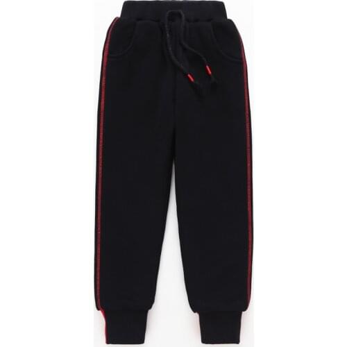Childrens Sweatpants Boys And Girls Winter Warm Plus Velvet Thick Solid Color Sweatpants
