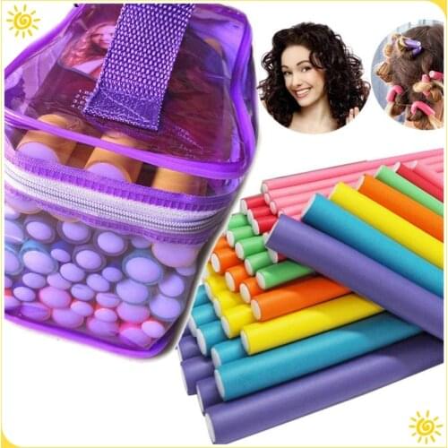 42pcs Flexible Roller Cylinder Foam Hair Curling Tools Women Girl Portable Hair Curler Foam Roller Rods DIY Hair Styling Tools