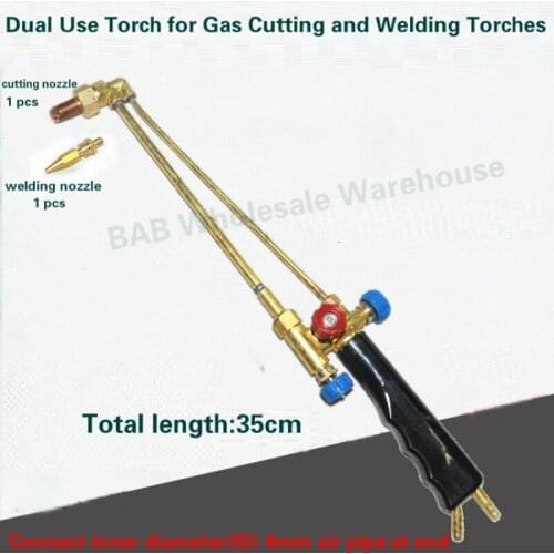 Oxygen Acetylene Dual Use Torch for Gas Cutting and Welding Torches with 1pcs cutting and 1pcs welding nozzle