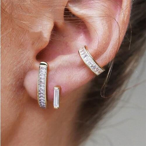 Punk Moon Star Light Ear Cuff Clip Earrings for Women Rhinestone Crystal Jewelry Cartilage Earcuff Wholesale Lady No Pin Bijoux