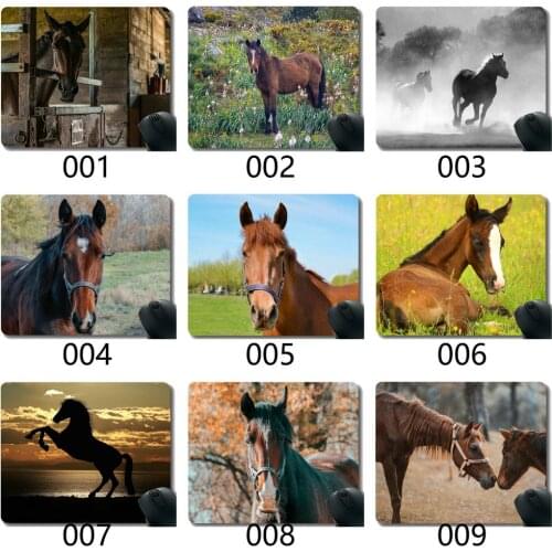 Natural Rubber Mouse Pad,Horse iceland landscape animal With Stitched Border