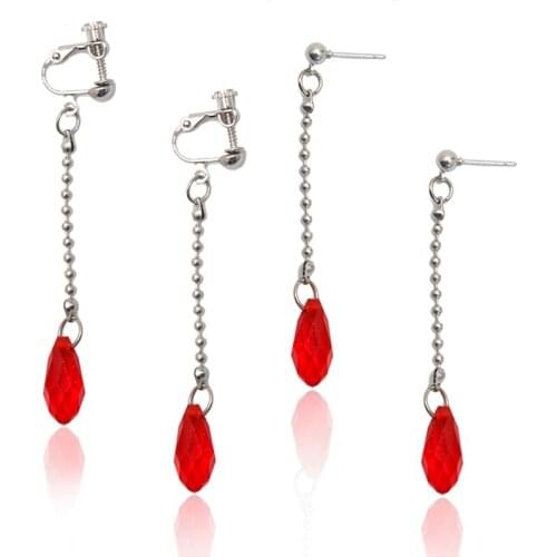 Red Water Drop Shape Earrings Comics Hunter x Hunter Kurapika Eardrop Jewelry Cute Cosplay Gift for Cartoon Fans New Arrival