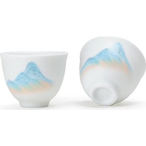 Personal Cup Ceramic Whiteware Hand-Painted Cup Teacup Jade Porcelain Kung Fu Tea Set Single Cup Ceramic Cup Tea Cup Pu'er Cup