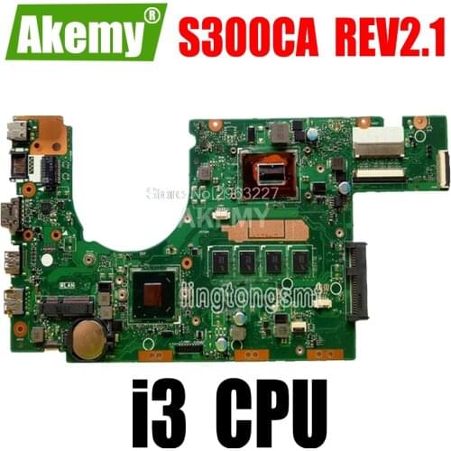For Asus S300CA Laptop Motherboard i3CPU REV2.1 S300C mainboard 60NB00Z0-MBE010 100% tested