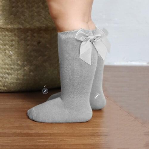Cute Bows Baby Socks Summer Autumn Princess Girls Knee High Socks Solid Color Kids Toddler Long Socks 0-5Year