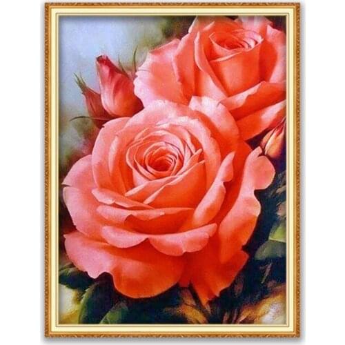 Flower DIY Cross Stitch 11CT Embroidery Kits Craft Needlework Set Printed Canvas Cotton Thread Decoration Wholesale Dropshipping