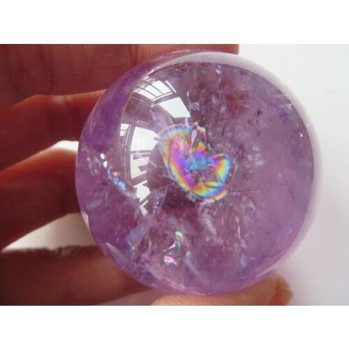 Natural Amethyst Quartz Rainbows Ball Crystal Sphere Orb Healing 105g