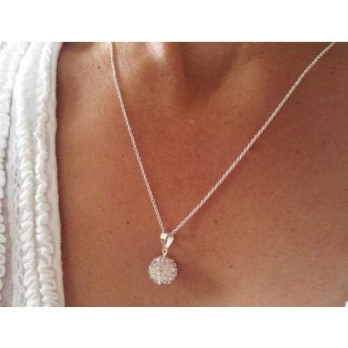 New arrival!mixed white can pick color clay ball wedding ball Pendant Silver Plated Chain crystal Necklace