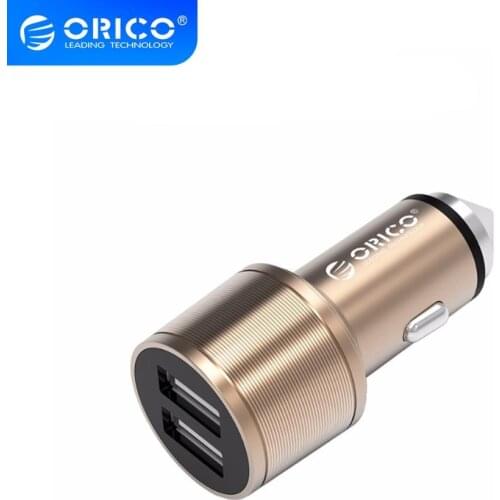 ORICO Aluminum USB Car Charger as Safety Hammer 2 Ports 5V2.4 MAX Output 15.5W Mini Portable USB Travel Car Charger