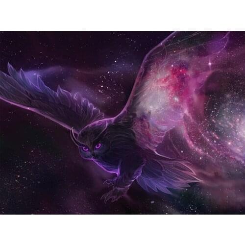 Full Square round drill Diamond painting Cross stitch Flying owl Diamond embroidery Starry sky Mosaic decoration