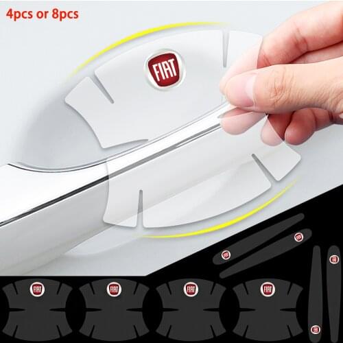 4 PCS / 8 PCS Transparent Car Door Handle Stickers For Fiat ABARTH 500 Punto Panda Auto Handle Protection Anti Scratch Stickers