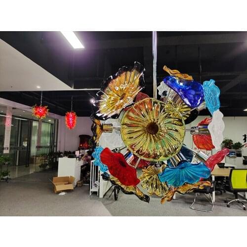 Luxury Murano Glass Chandelier Lighting Flower Chandelier Light Fixtures G4 LED Art Glass Indoor Light Home Living Room