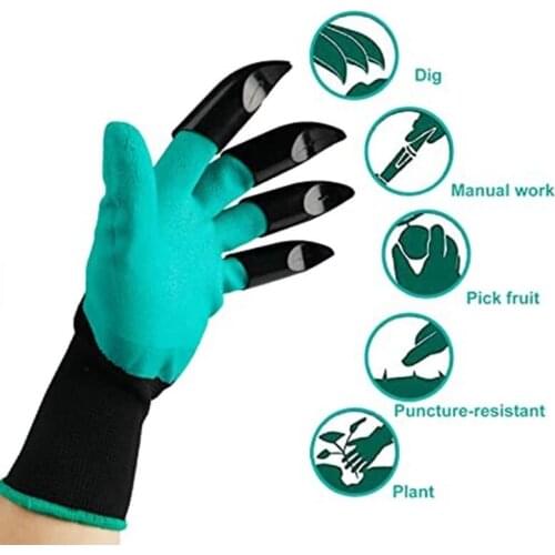 1 Pair Garden Gloves With Claws ABS Plastic Rubber Gloves Outdoor Gardening Digging Planting Durable Waterproof Work Glove Tools