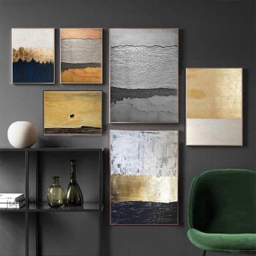 Modern Minimalist Wall Art Canvas Painting Abstract warm color block line Art Poster Print Wall Picture for Living Room Decor