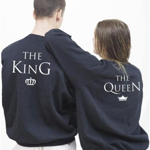 The King The Queen Couple Sweatshirt Valentines Day Sweats Anniversarie GIft Pullovers fashion winter clothes 100%cotton Tops