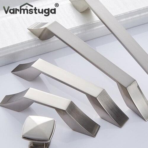 VARMSTUGA Cabinet Handles Knobs Zinc Alloy Door Kitchen Knobs Brushed Cabinet Pulls Drawer Modern Furniture Handle Hardware