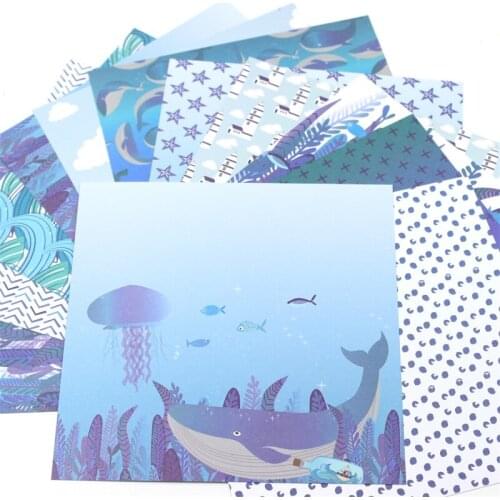 ZFPARTY 12pcs 6" Single-side Printed Ocean pattern creative papercraft art paper handmade scrapbooking kit set book