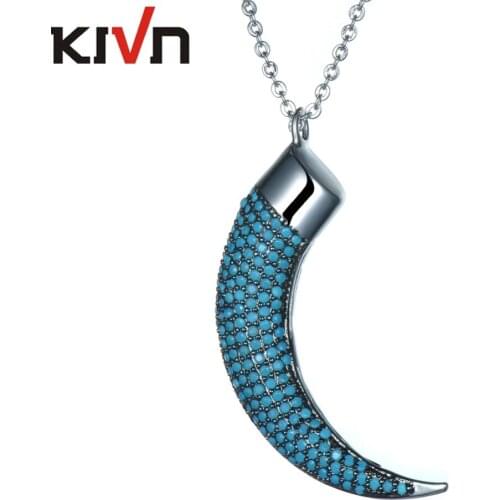 Womens Fashion Jewelry Horn Pave CZ Cubic Zirconia Wedding Pendant Necklaces Girls Christmas Birthday Gifts 6pcs Lot Wholesale