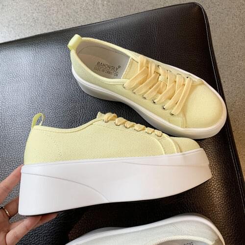 2021 Spring Top Quality Chucky Platform Black White Sneakers Casual Women Thick Sole Canvas Flat Skateboard Shoes Lace-Up Women