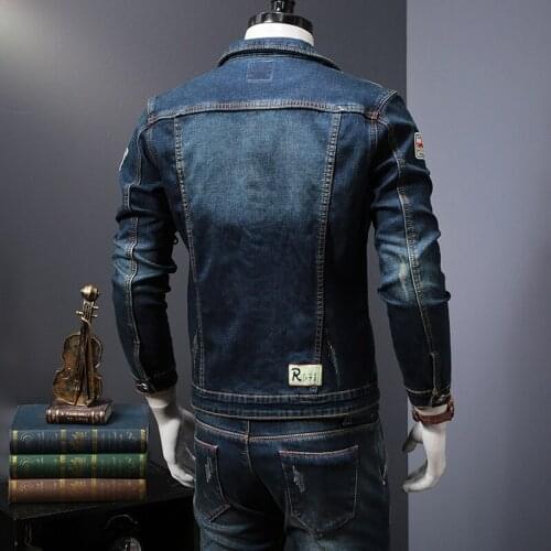 Winter Men Denim Velvet Thick Coat New Korean Slim Patchwork Warm Cowboy Jackets Tops Biker Trousers Two Piece Set Male S-3XL