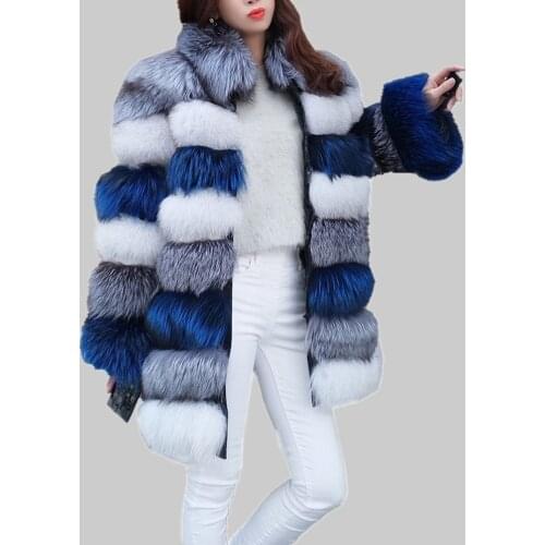 2020 Winter Parka Coat Luxury Long Sleeve Stand Fur Collar Coat Jacket Long Faux Fur Coat Overcoat Faux Fox Fur Jacket Outwear
