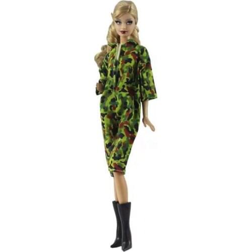 1/6 BJD Dollhouse Accessory Green Military Uniform Army Clothing Jumpsuits For Barbie Dolls Clothes Multicam Camouflage Outfits