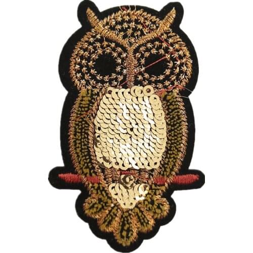 5PCS Sequin Owl Patches Embroidered Animal Patch For Dress Clothes Bag DIY Sewing Accessories P0012
