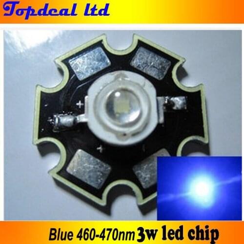 100PCS 3W High Power Blue LED Emitter 460-470nm 60lm with 20mm Star Base