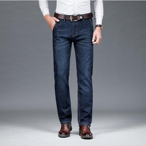 2021 Mens High-End Stretch Denim Jeans Straight Leg Loose Spring/fall Business Casual Pants Plus-up Size Pants