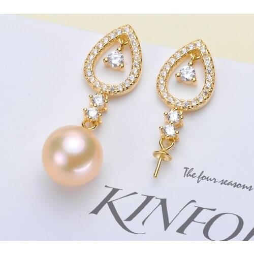 3Pairs/Lot Waterdrop Pearl Earrings Settings S925 Sterling Silver Dangle Earrings Holder Women DIY Earrings Jewelry Components