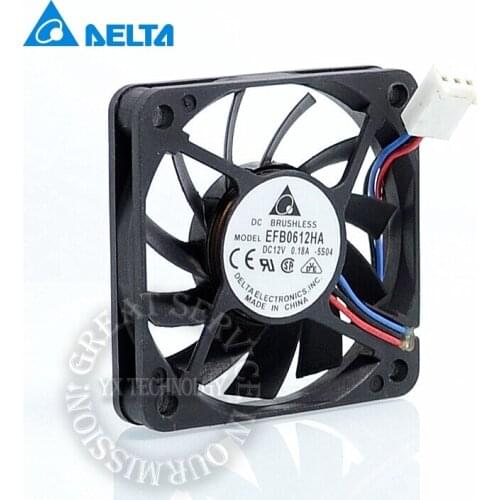 Delta EFB0612HA 6010 12V 0.18A 6CM 60mm 3-wire speed and durability ball bearing cooling fan 60*60*10MM
