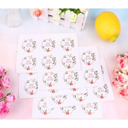 30pcs Merry Christmas Christmas Gift Kraft Sticker Cookie/Cake Labels Stickers English Words DIY Scrapbooking Sweets Party Seal