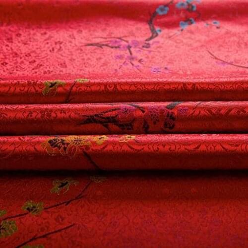500cm*90cm High-grade happy plum brocade silk fabrics furniture cushions packing cloth women party dress diy fabric garment