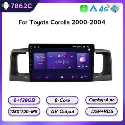 8 Core 6+128G Autoradio Android For Toyota Corolla E130 E120 2000-2004 Car Radio Multimedia Blu-ray IPS Navi GPS no 2din