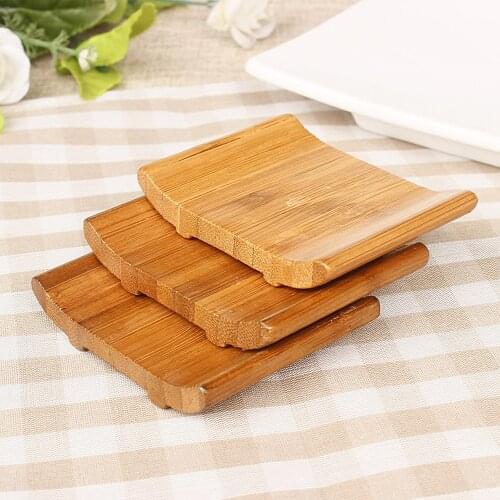 Bamboo Rack Soap Dish Wooden Case Tray Holder Shower Plate Container Drain Soap Box Cup Mat Bathroom Accessories