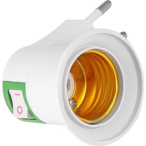 Hot 1Pc E27 LED light Male Sochet Base Type to AC Power 220V EU Plug Lamp Holder Bulb Adapter Converter + ON/OFF Button Switch