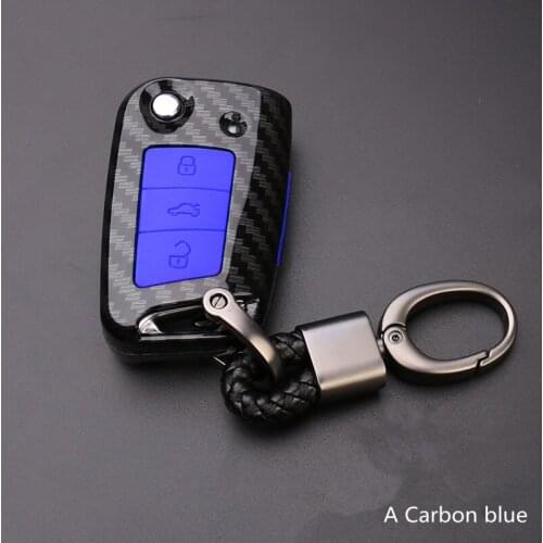 Carbon Fiber Car Key Case Bag Cover For Volkswagen VW Golf 7 MK7 Tiguan Touran 2017 For Skoda Octavia A7 RS For Seat Leon Ibiza