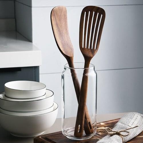 Wooden Spatula Cookware Spoon Natural Household Paint-free Wax-free Wooden Spatula Non-stick Long Handle Shovel Spoon