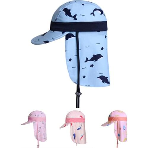 Kids Girls Swimming Caps 2021 Fashion Swim Sun Hats Floral Pattern Beach Caps Kids Swimming Hats for Girl 1-6 years