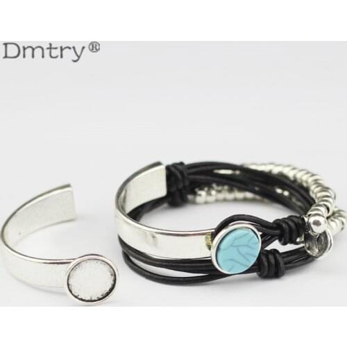 Dmtry 3pcs Antique Silver Plated Half Cuff Hook Bracelet Finding for use with 2*8mm Handmade DIY 14mm Bottom Bracket C0008
