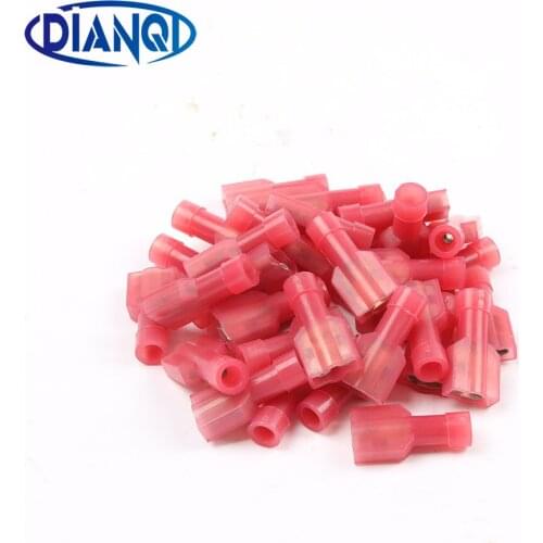 DMWD FDFNYA1-250 FDFNYA1.25-250 NYLON brass Female Insulated Spade joint Cable Wire Connector 100PCS 0.5-1.5mm2 22-16AWG FDFNYA