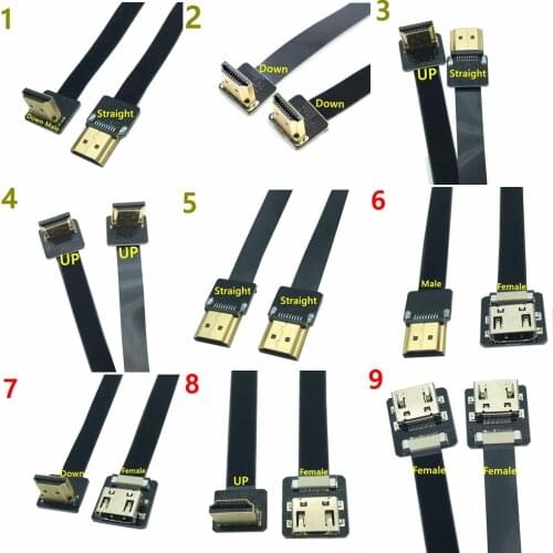 FPV HDMI-compatible Male to Male/Female 90 degree Adapter FPC Ribbon Flat Cable Pitch 20pin for Multicopter Aerial Photography