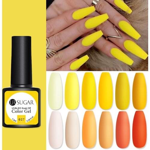 UR SUGAR 7.5ml Yellow Series Gel Nail Polish Semi Permanent UV Gel Varnish Soak Off UV LED Nail Art Gel Base Coat Top Coat