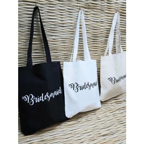 Custom Name Wedding Tote Bag Shopping Bag Gift Bag Personalised Bridesmaid Tote Bag Wedding Hen Bag Maid of Honour Cotton Bag